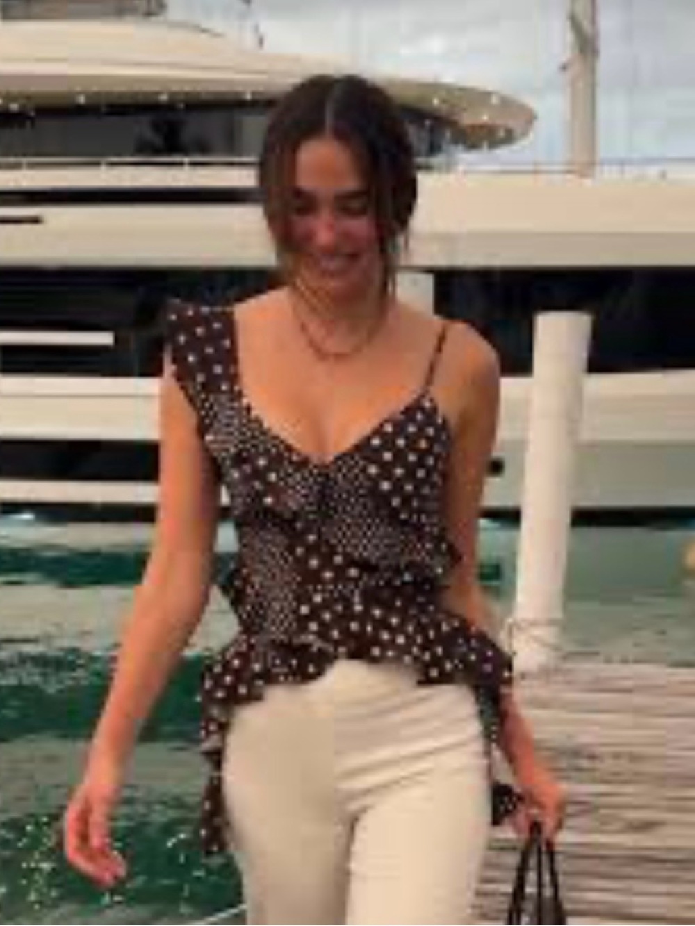 Style Envy Brown White Polka Dot Linen Blend Tank Women’s Small New